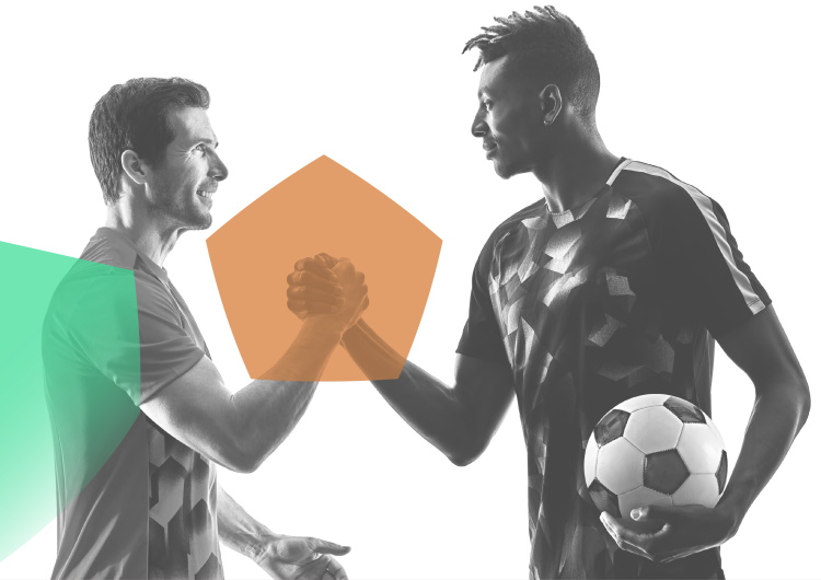 netzwerk soccer Spieler Handshake